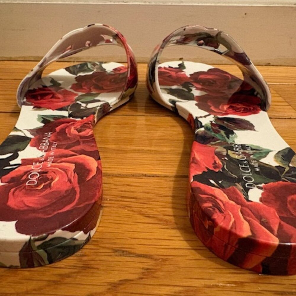 Dolce and Gabbana Floral Slides w/ Log Cutout, Sz 9, NIB - Picture 9 of 12